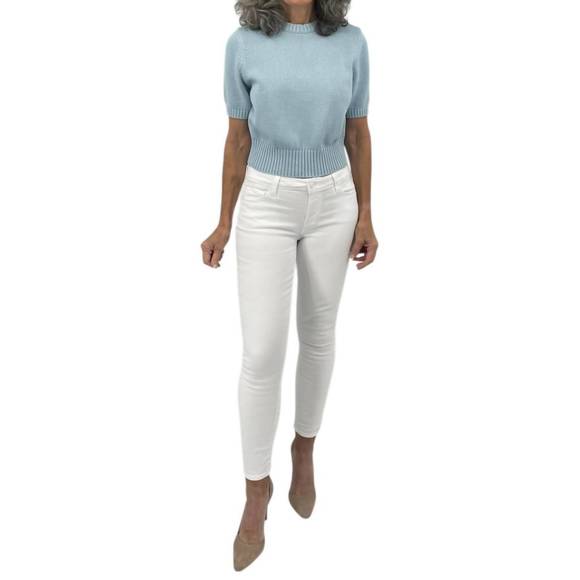 NEW PAIGE cindy straight jean with grand hem in white noise